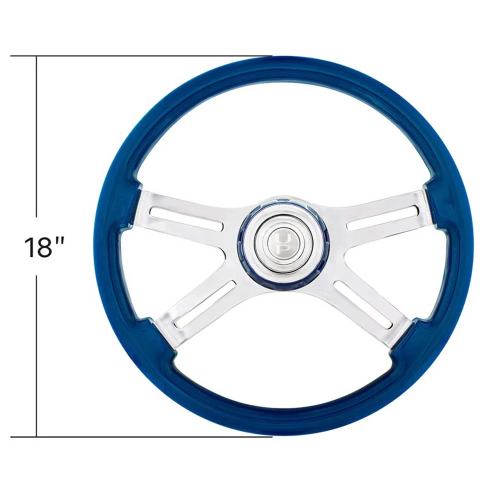 18" 4 Spoke Painted Wood Steering Wheel with Bezel, Horn - Image 8