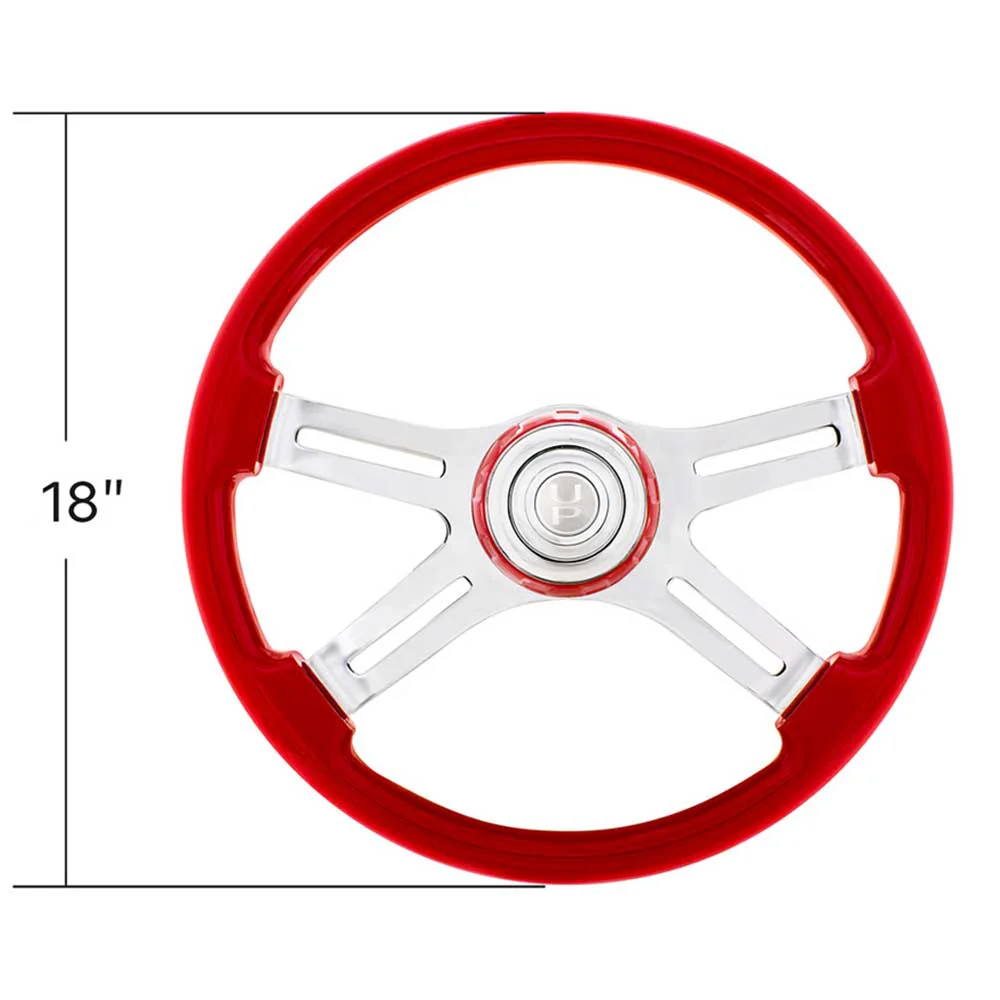 18" 4 Spoke Painted Wood Steering Wheel with Bezel, Horn - Image 9