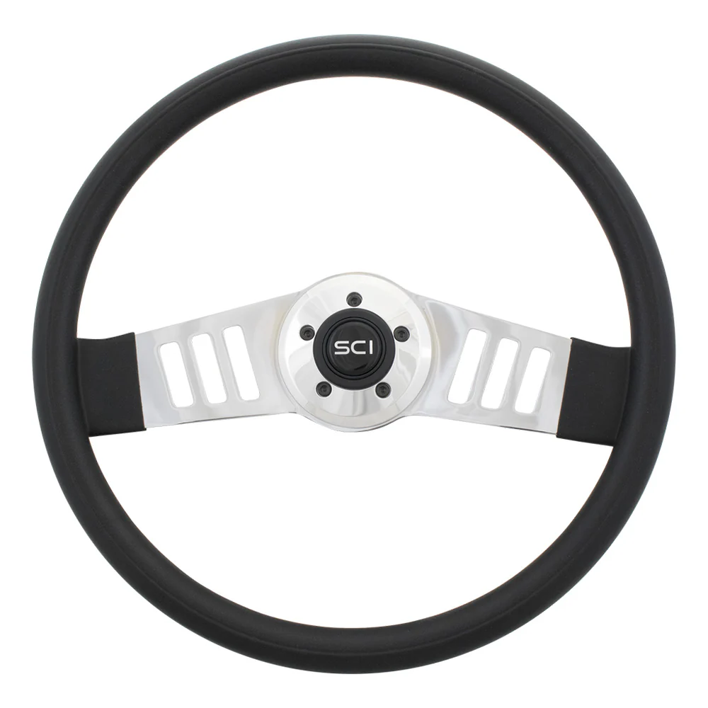 18" Black 2 Spoke Steering Wheel - Image 2
