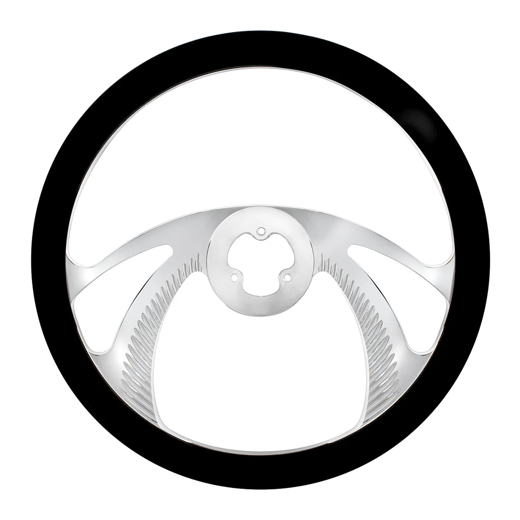 18" Chrome Aluminum 3 Spoke Black Leather Scorpion Steering Wheel