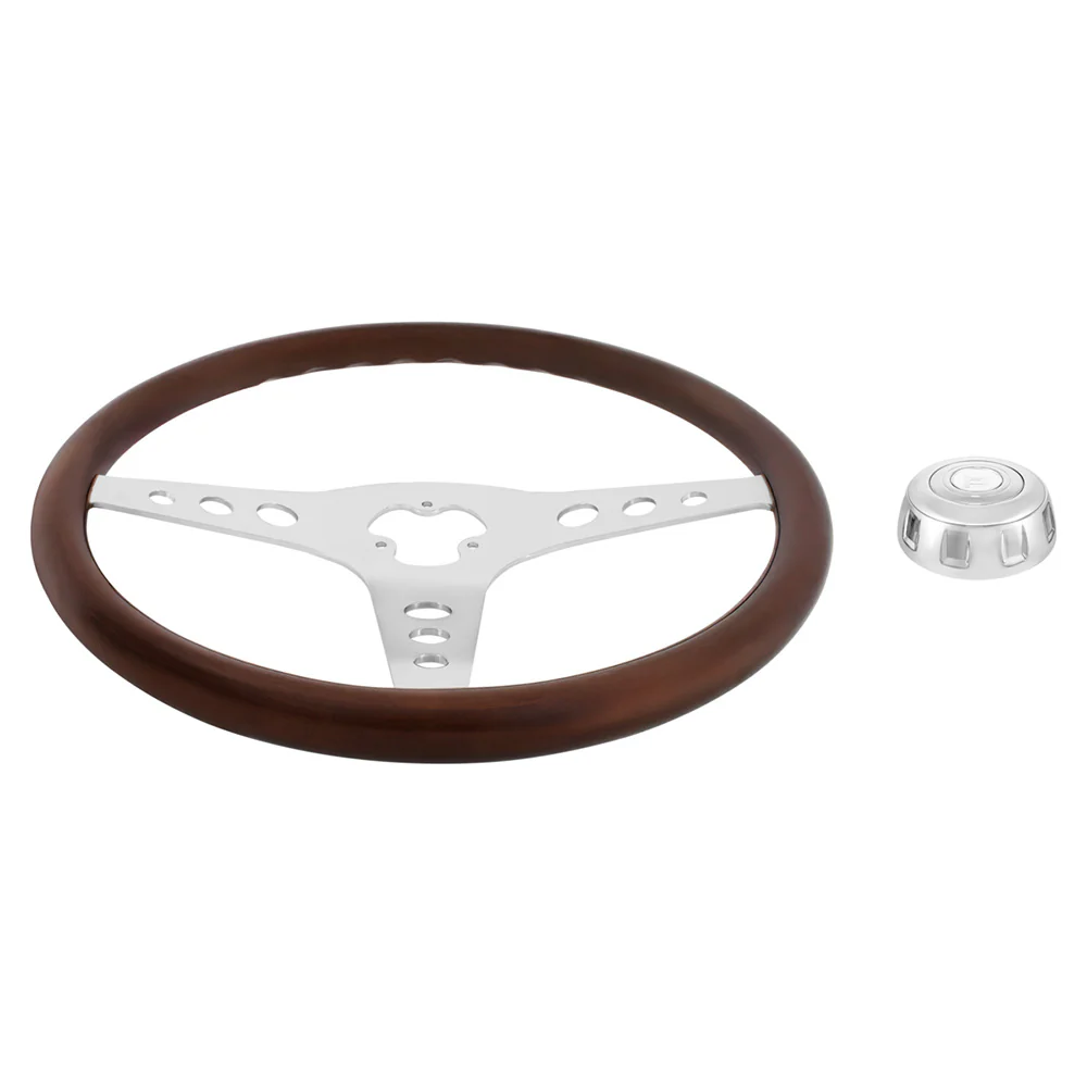 18" Chrome GT Steering Wheel with Horn Bezel & Button - Image 2