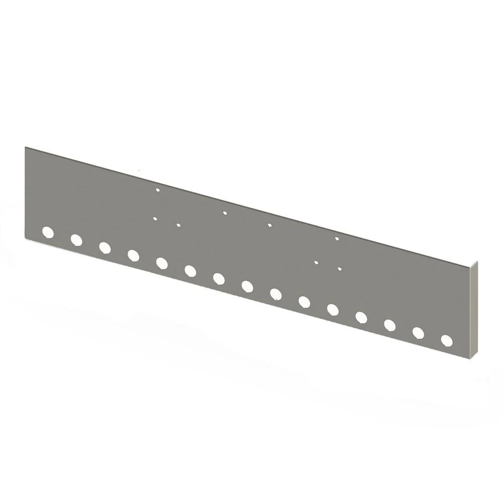 18" Peterbilt 357, 378, 379 Boxed End Bumper with Fifteen 2" Light Cutouts