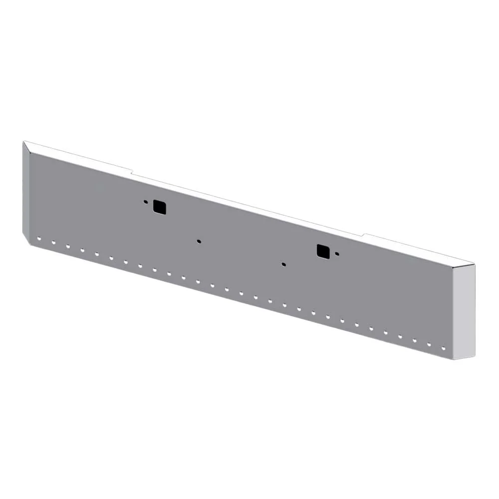 18" Peterbilt 365, 367, 388, 389, 567 Chrome Mitered End Bumper with Thirty-One 3/4" Light Cutouts and Tow Holes