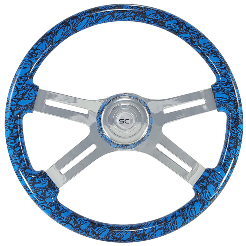 18" Small Skull Print 4 Spoke Steering Wheel