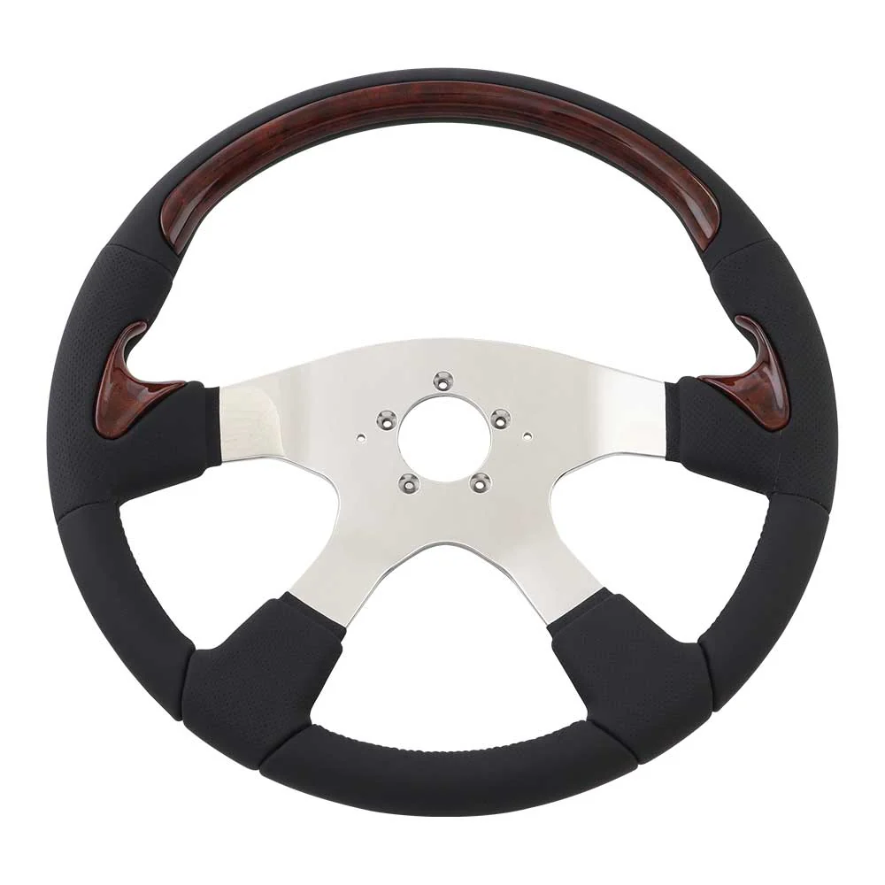 18" Traveler Burl and Leather 4-Spoke Steering Wheel