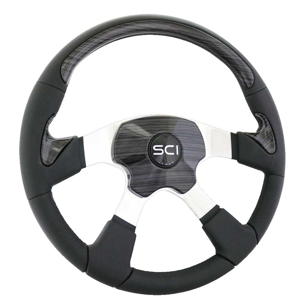 18" Traveler Leather with Black Wood 4-Spoke Steering Wheel