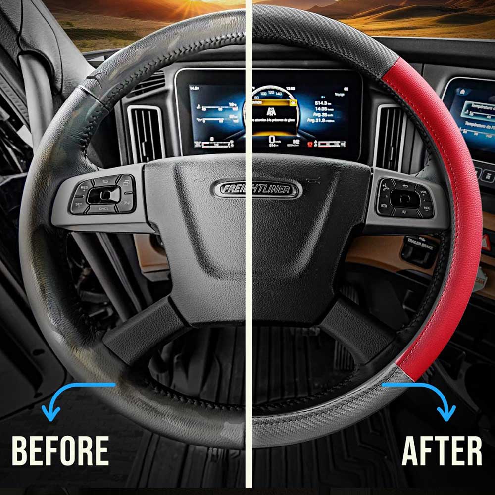 18" Two Tone Leather Steering Wheel Cover - Image 6
