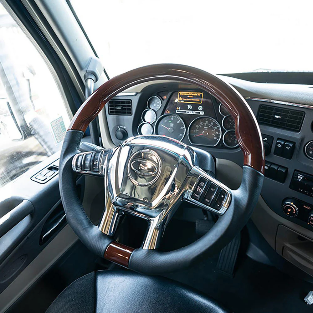 18" United Pacific YourGrip Leather and Wood Steering Wheel for Peterbilt 579 & Kenworth T680 - Image 9
