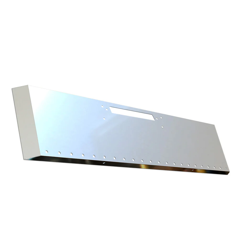 18" Western Star 4900 2007 and Older Stainless Steel Standard Mount Mitered End Bumper with Tow Hook and 3/4" Light Cutouts