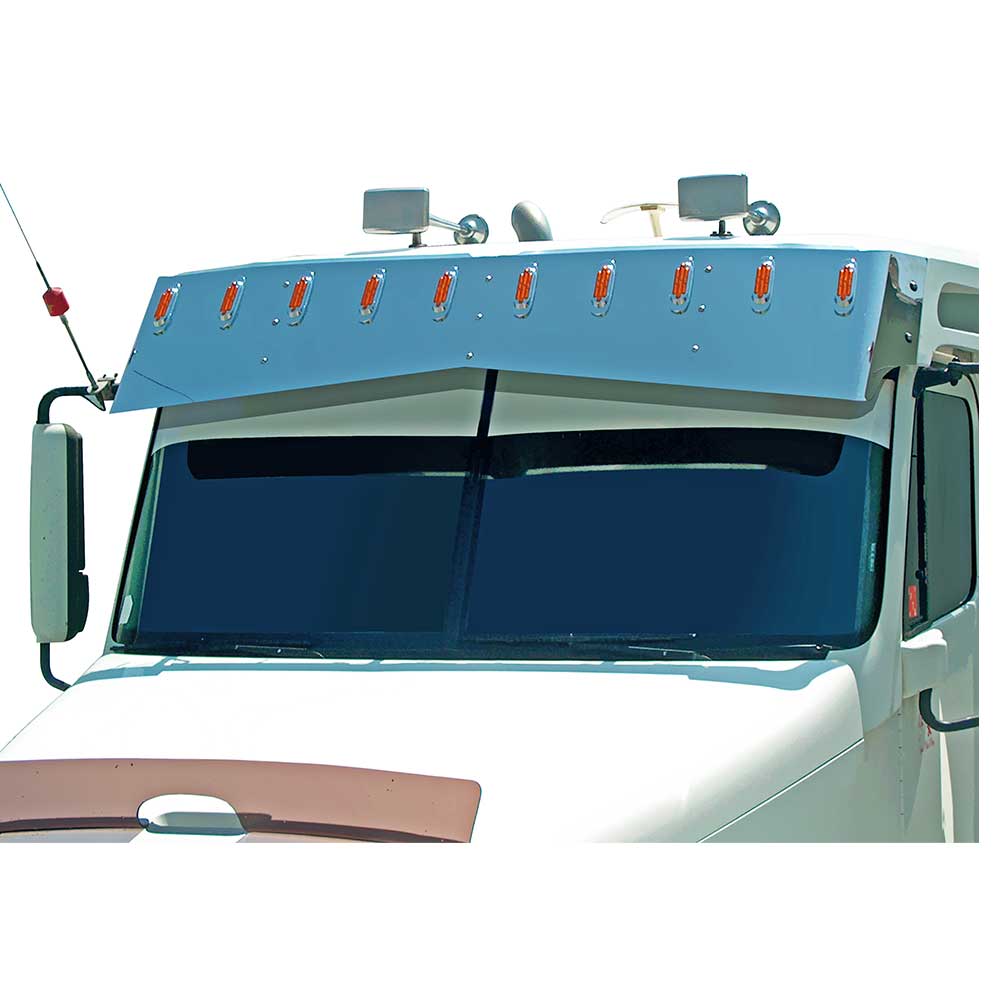 18" x 14" Freightliner Columbia, Century 1997-2011 SS Bowtie Visor with Ten Vertical Combo Light Hole Cutouts
