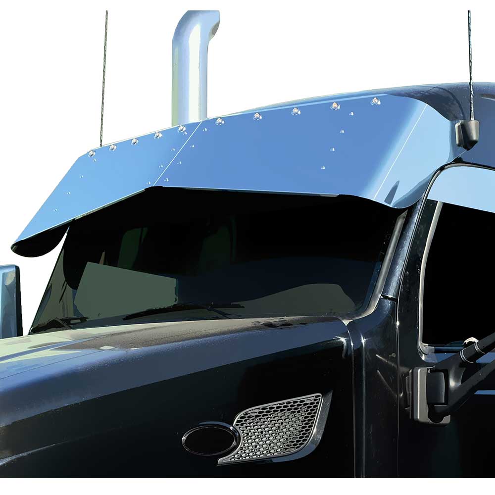 18" x 14" Stainless Drop Visor with Ten 3/4" Light Holes for PB 579, 567 Mid and High Roof