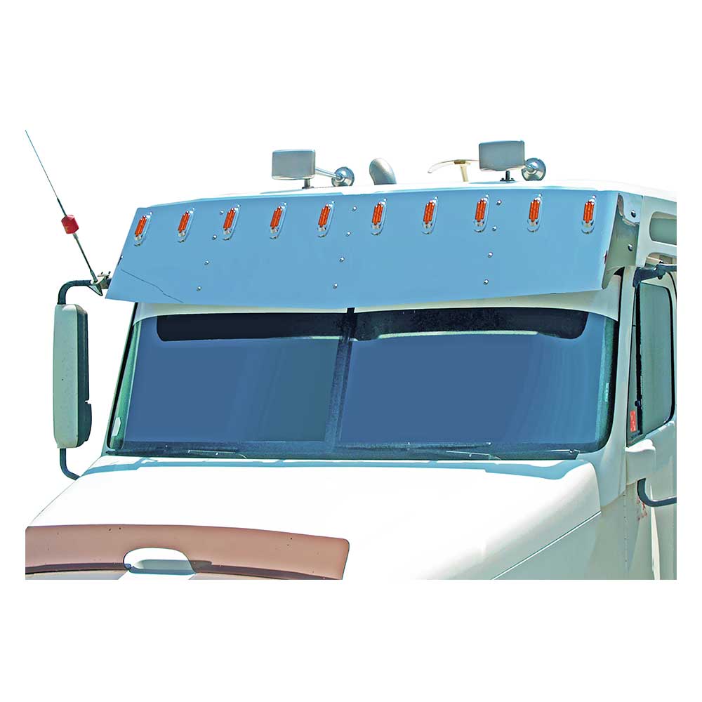 18" x 20" Freightliner Columbia, Century 1997-2011 Stainless V Style Visor with Ten Combo Light Holes