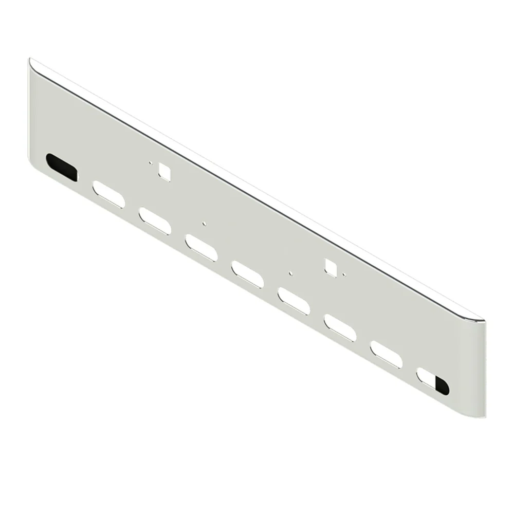 18" Texas Square Peterbilt Stainless Steel Bumper with Tow, Bolt and 9 Oval Light Holes - Image 2