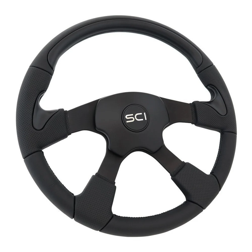 18" Traveler 4-Spoke Leather and Matte Black Steering Wheel