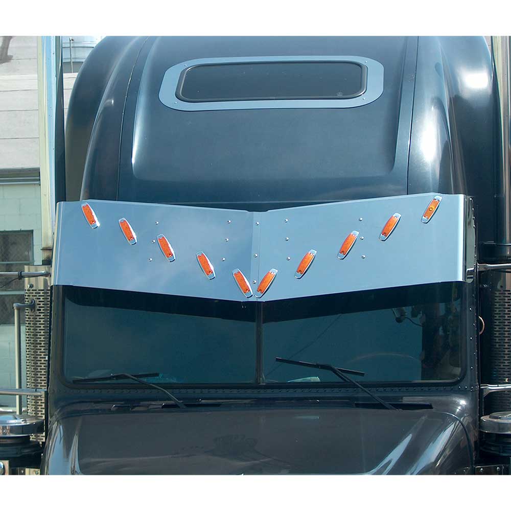 1991-2009 FL Classic 17-1/2" x 13-1/2" Pete Style SS Drop Visor with Ten Light Holes