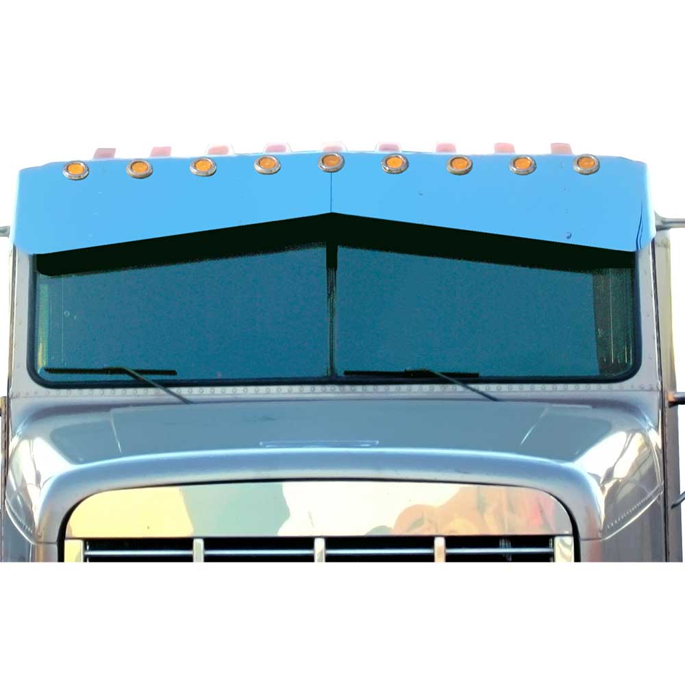 1991-2009 Freightliner Classic 18" x14" SS Bowtie Visor with Nine 2" Light Hole Cutouts