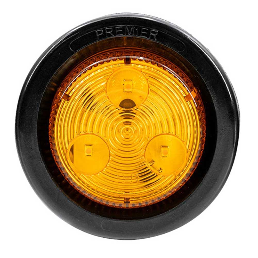 2" Low Profile Round Amber 3 LED Marker Light with Grommet & Plug - Image 2
