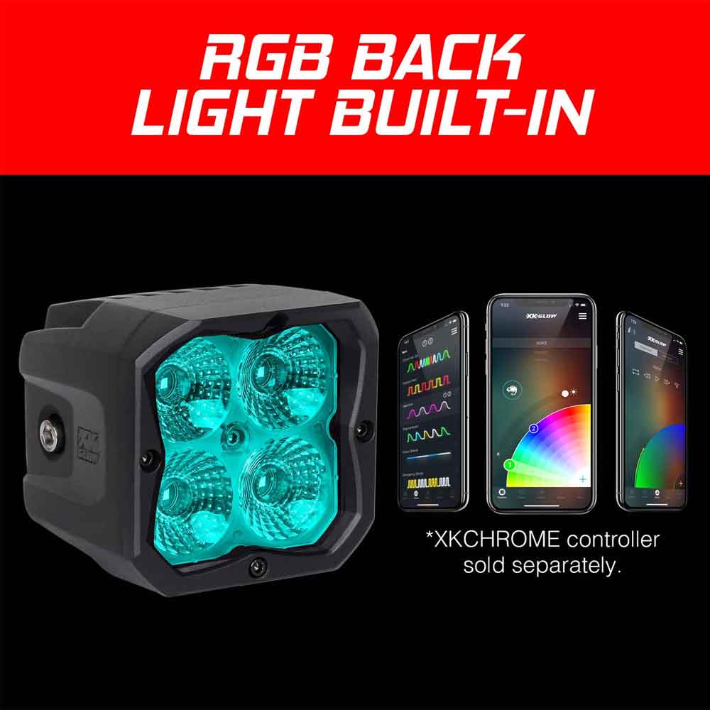 2 Piece XKChrome Flood Beam Light Kit - Image 4