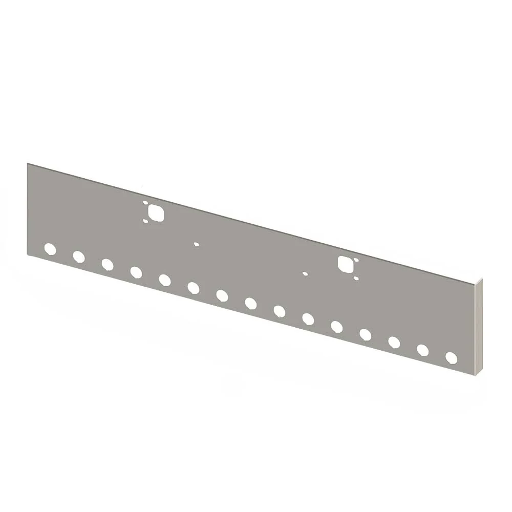 20" Kenworth W900B, W900L Boxed End Chrome Bumper with Fifteen 2" Light Cutouts and Tow Holes