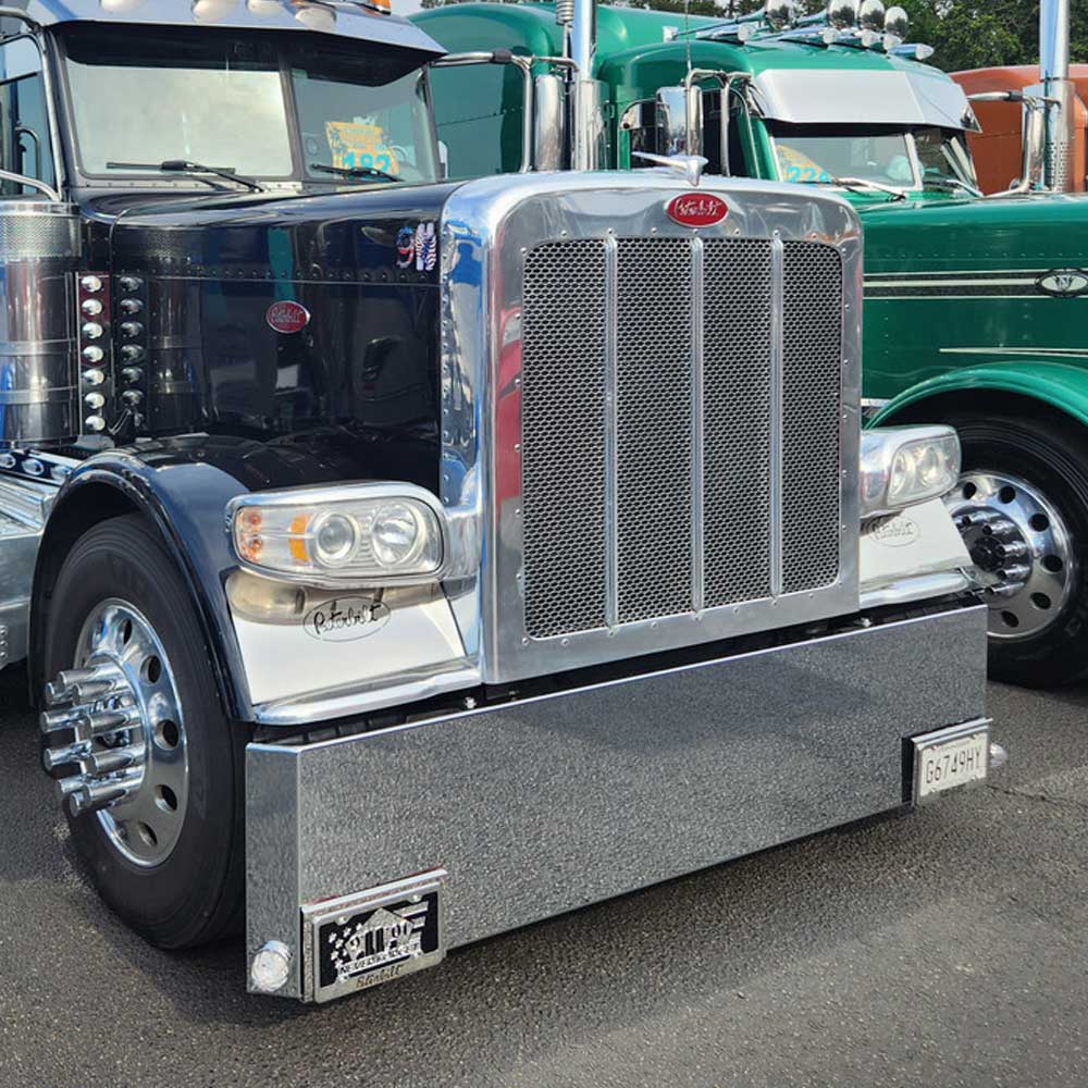 20" Peterbilt 357, 378, 379 Mitered End Chrome Plated with Watermelon Side Cutouts with Blind Mount - Image 2