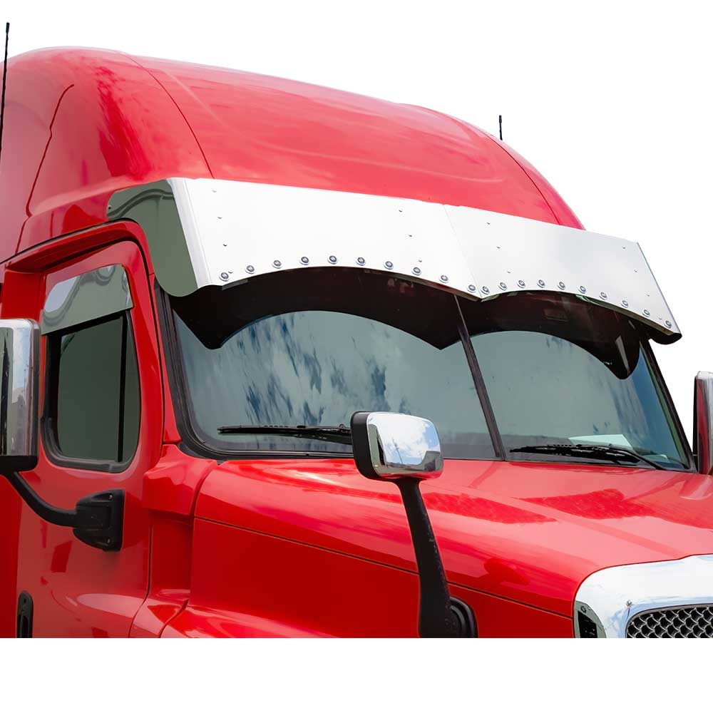 2007-2024 FL Cascadia 18" Stainless Steel Twisted Drop Visor with Twenty 3/4" Light Hole Cutouts