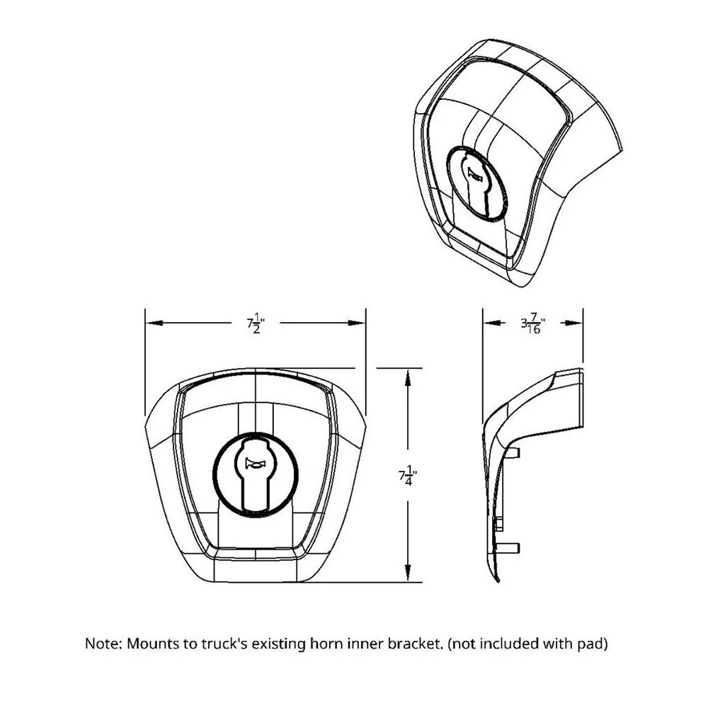 2013-2021 Kenworth T680 Chrome Steering Wheel Horn Pad - Image 6