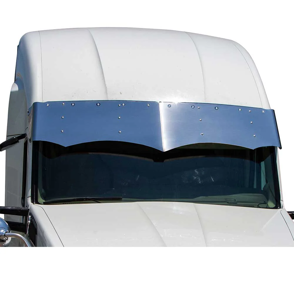 2013-2021 KW T680, T880 13" x 16" SS Twisted Visor w/ High Roof, Ten 3/4" Light Holes