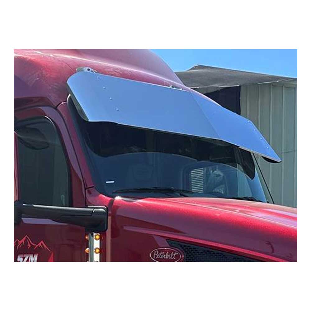 2021-2024 Peterbilt 579 Ultraloft 18" SS Drop Visor with Ten 3/4" Light Cutouts - Image 2
