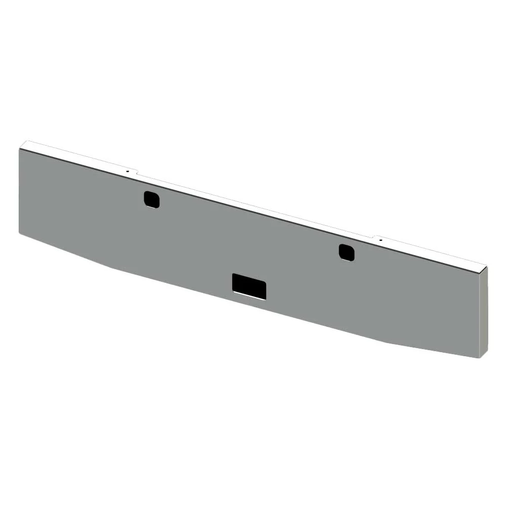 20" Kenworth W900B, W900L Tapered Boxed End Chrome Plated Blind Mount Bumper with Tow and Step Holes