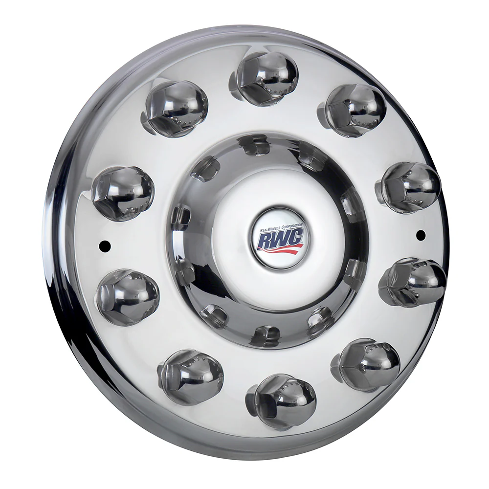 22-1/2", 24-1/2" Mirror Finish Universal Stainless Steel Unitized Cover-Up for Front Hub Covers