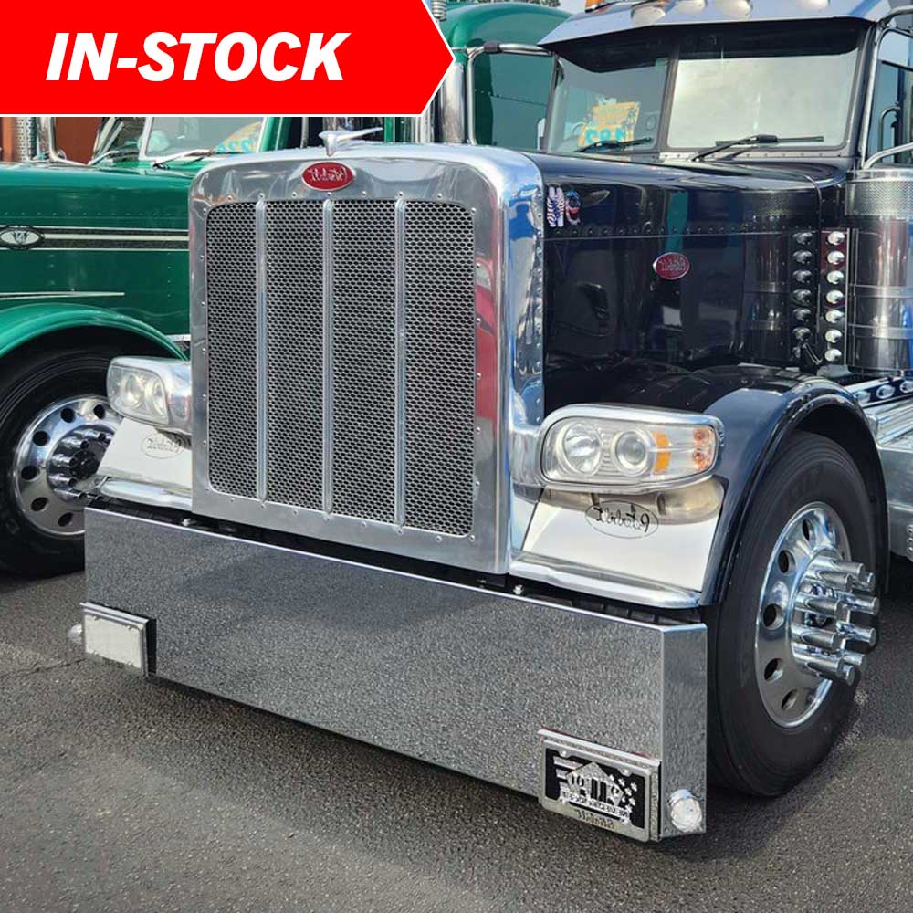 22" Peterbilt 357, 378, 379 Mitered End Chrome Plated with Watermelon Side Cutouts with Blind Mount - Image 3