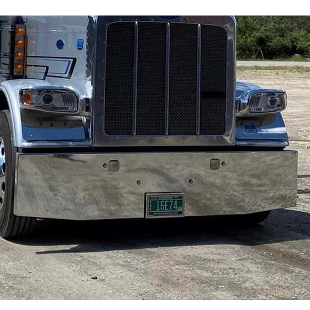 22" Peterbilt 365, 367, 388, 389, 567 Tapered Boxed End Chrome Bumper with Tow Holes