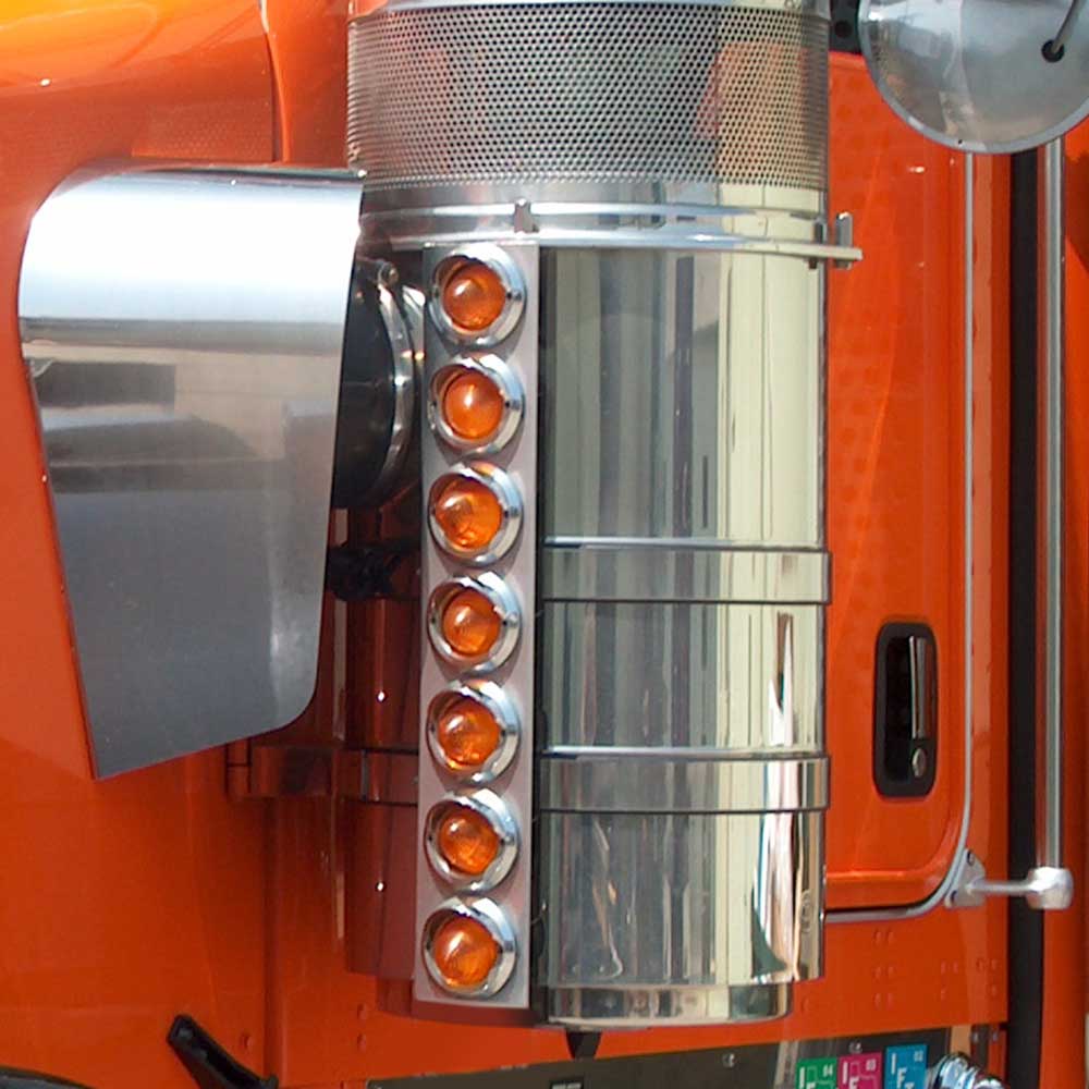 23" SS Front Air Cleaner with Seven 2" Light Holes 1990-2024 Kenworth - Image 2