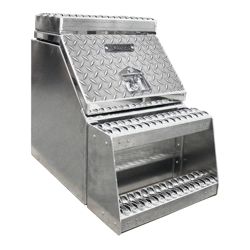24" Wide Mouth Step Box with Diamond Plate Door