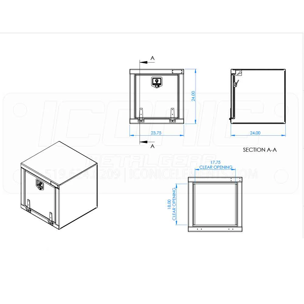 24" x 24" x 24" Smooth Fold Down T Handle Tool Box