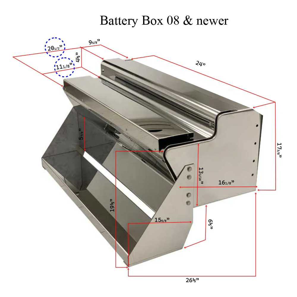 24" x 26-1/2" x 17-3/8" Diamond Plate Battery Box 2008+ KW T600, T660, T800, W900, W990 - Image 2
