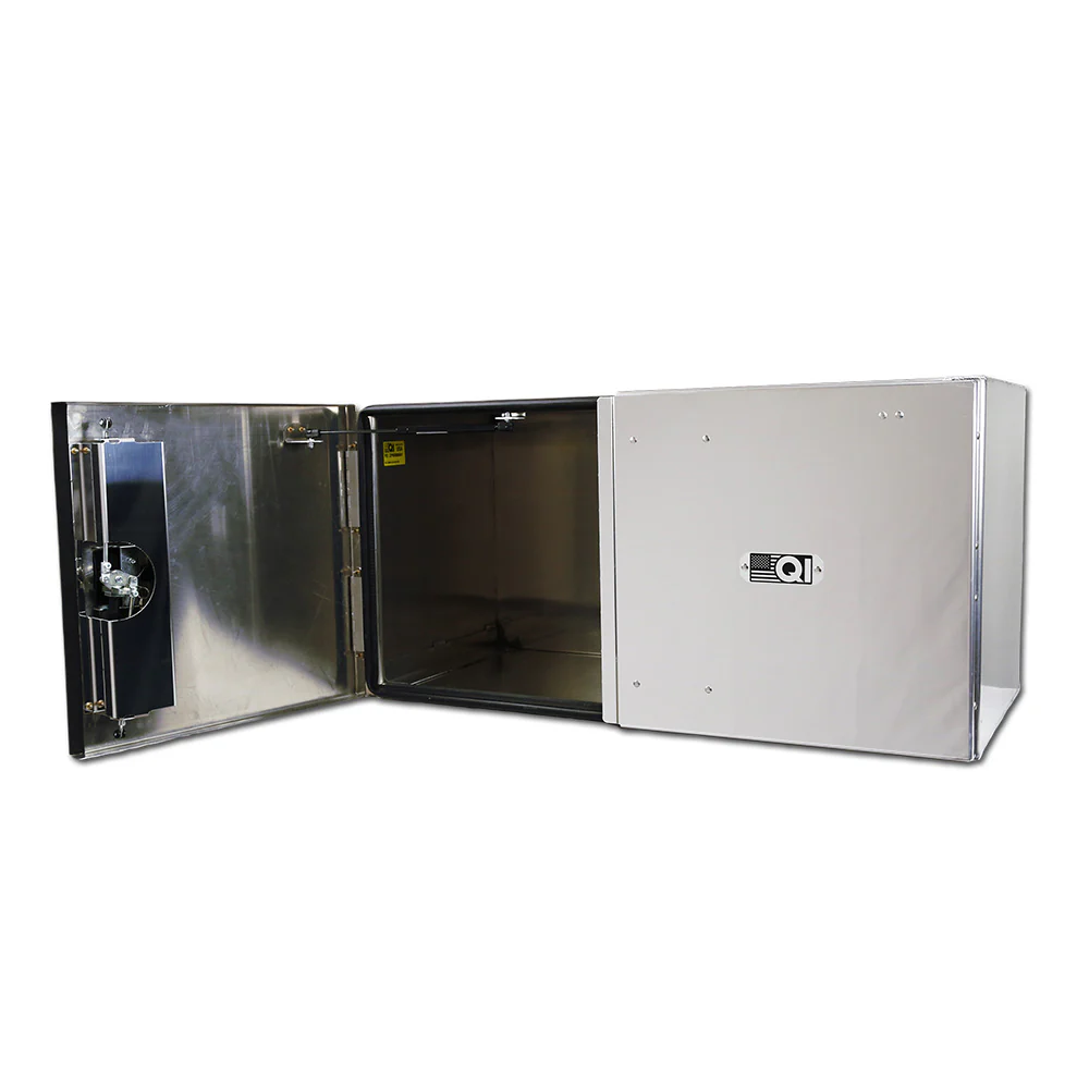 24" x 24" x 72" Aluminum Box with Polished Barn Doors with Gas Shocks - Driver Side - Image 2
