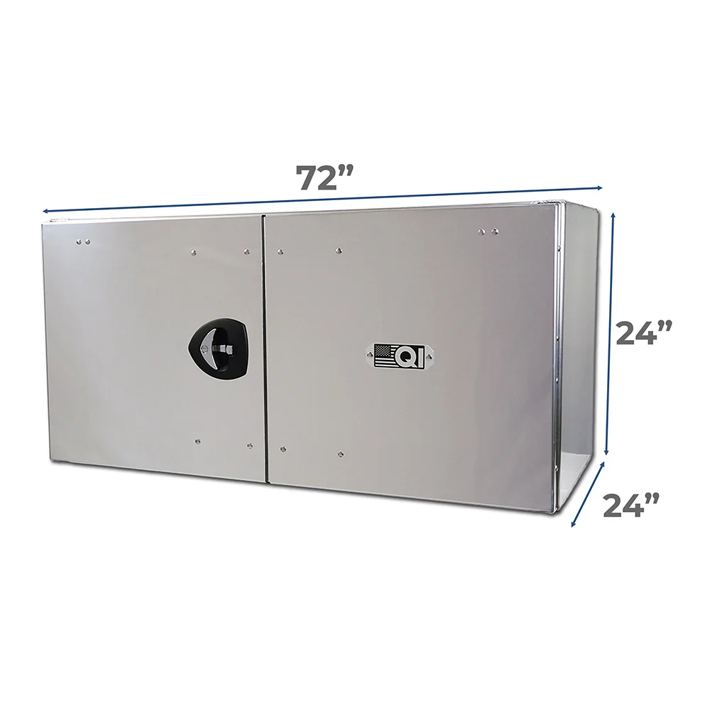 24" x 24" x 72" Aluminum Box with Polished Barn Doors with Gas Shocks - Driver Side - Image 4