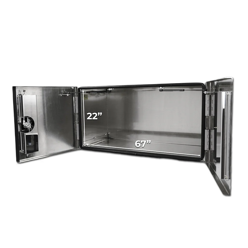 24" x 24" x 72" Aluminum Box with Polished Barn Doors with Gas Shocks - Driver Side - Image 5