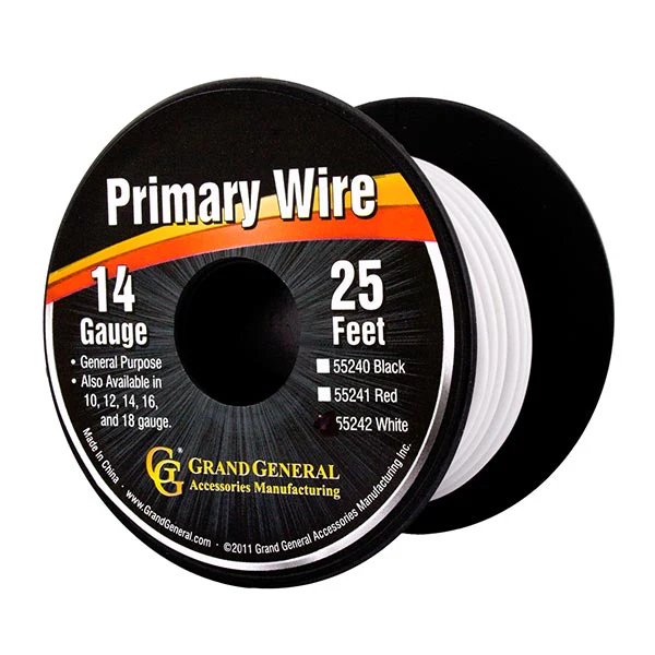 25' Spool of 14-Gauge White Wire