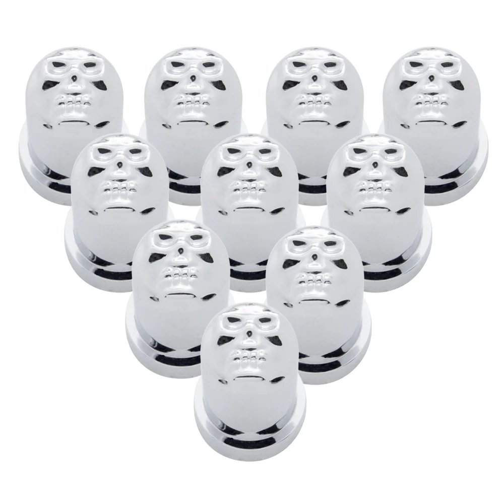 3/4" x 1-1/2" Chrome Skull Nut Cover, Push On - 10 PK