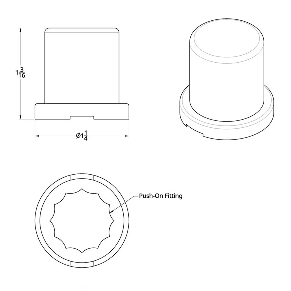 3/4" x 1-1/4" Chrome Plastic Top Hat Nut Covers - Push On 10PK - Image 4
