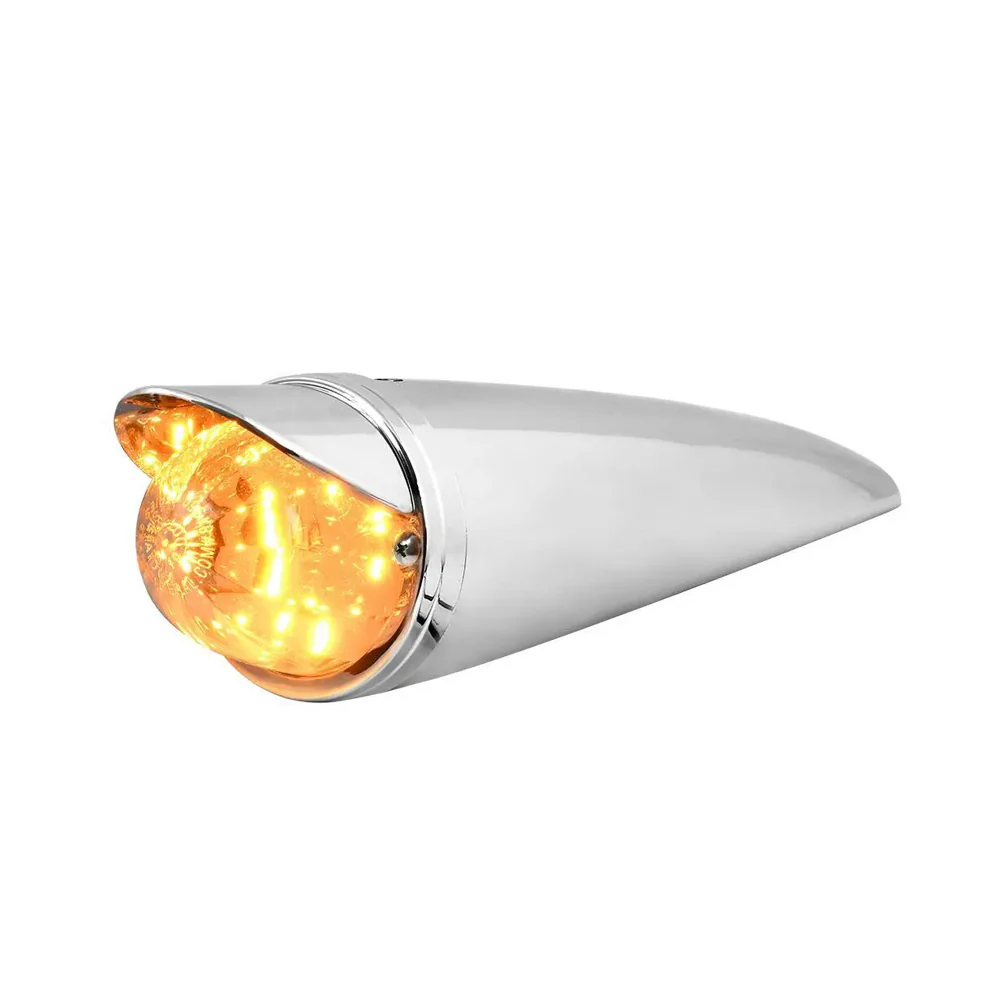 3.5" x 14.5" Amber Watermelon Chrome Plastic Cab Light with Visor - Image 4