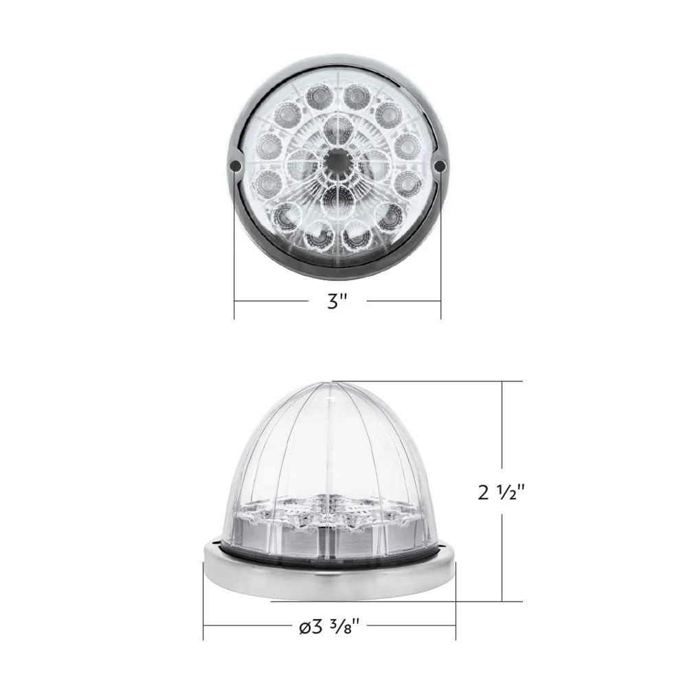 3" Double Fury 17 LED Watermelon Clear Lens w/ SS Bezel Kit - Image 8