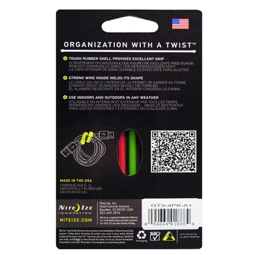 3" GearTie Reusable Rubber Twist Ties 4PK - Image 2