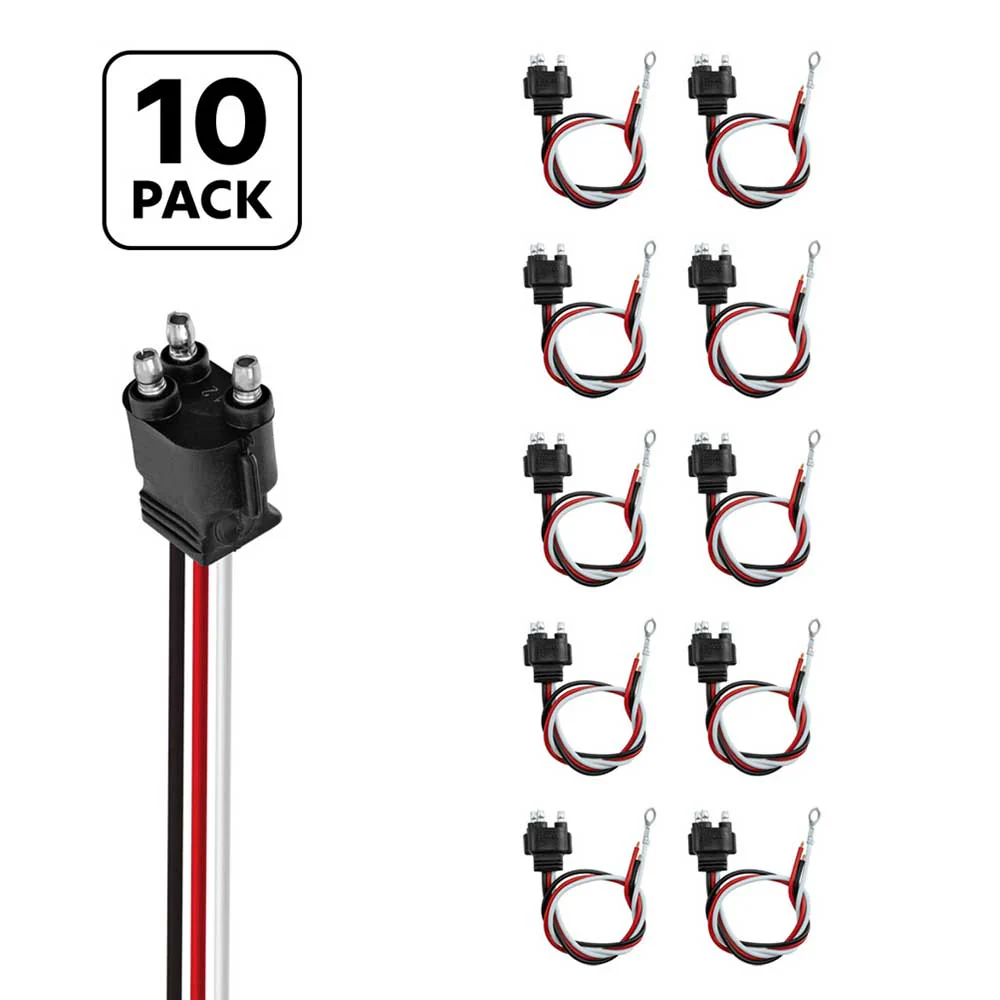 3 Prong Pigtail Plug 12" Lead - 10 Pack