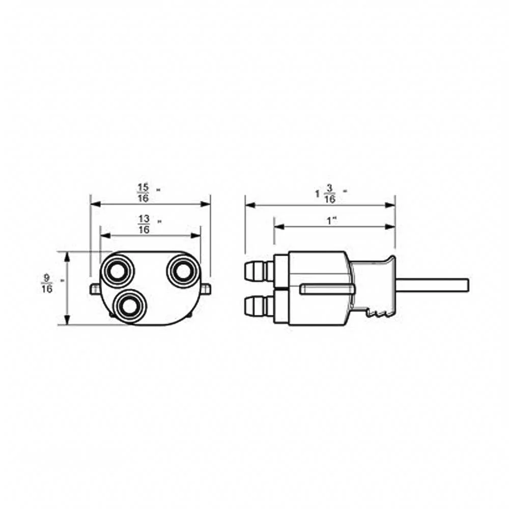 3 Prong Straight Plug with 12" Lead - Image 2