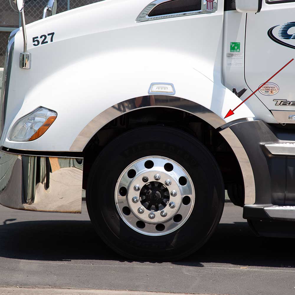 3" Stainless Steel Fender Wheel Trim for 2013 - 2021 Kenworth T680 - Image 2