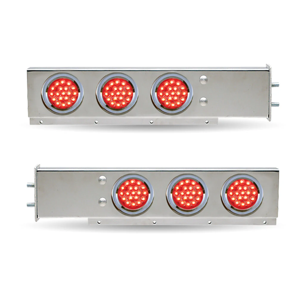 30" Stainless Steel Mud Flap Hanger with Red/Red 4" LEDS