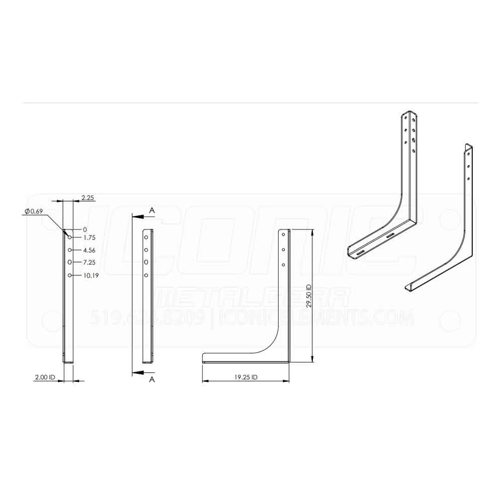 30" Steel L Mounting Brackets - Image 3